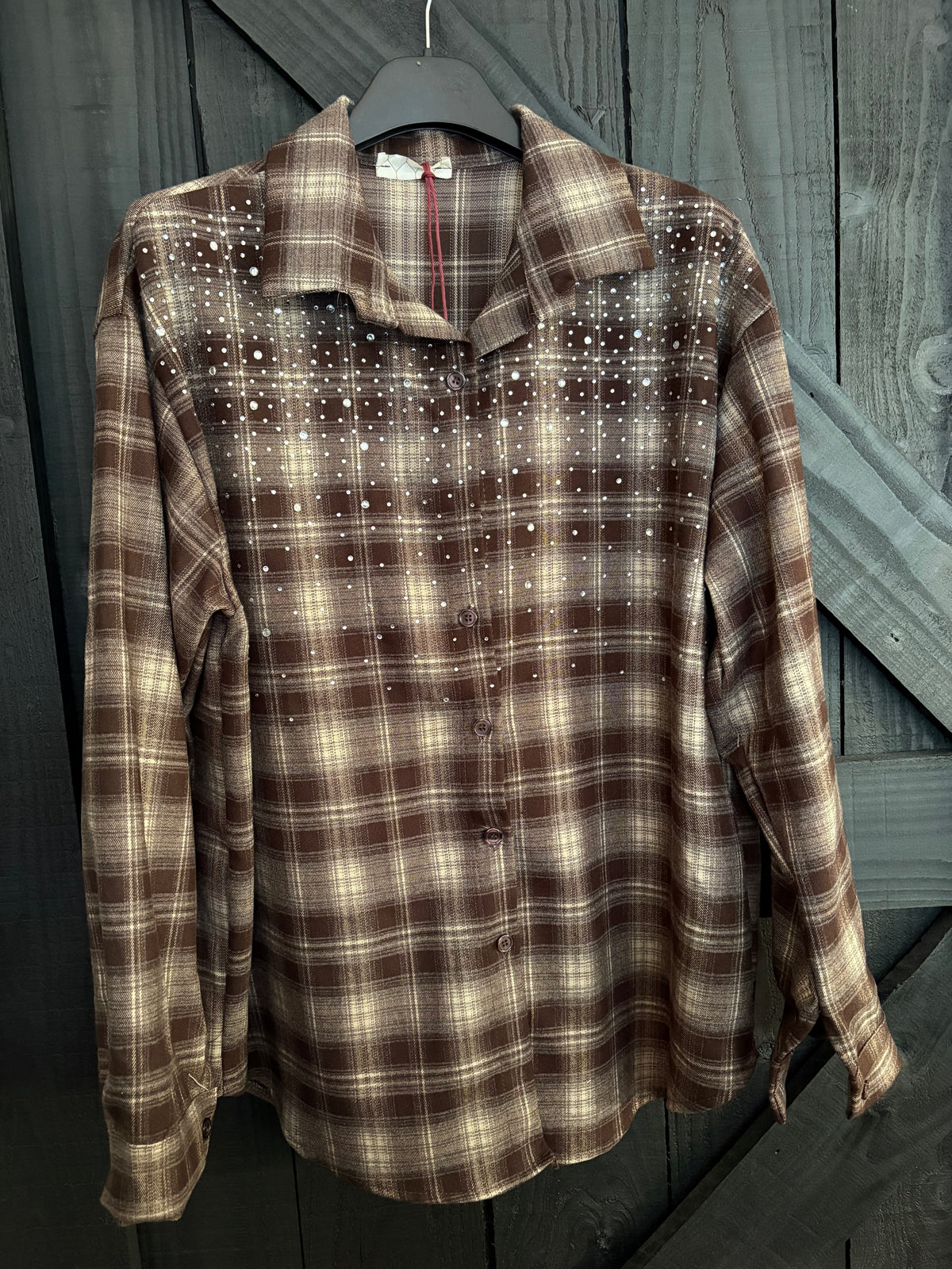 Ruit Blouse Bruin/Glitter