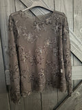 Top Bloem/Glitter Zwart