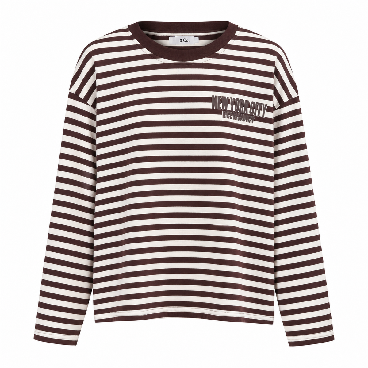 Long Sleeve Streep Wit/Bruin
