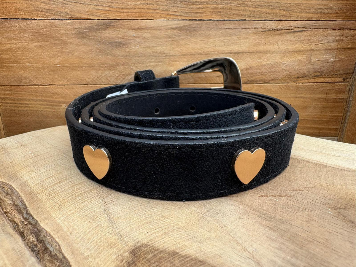 Suede Riem Zwart Hart/Goud