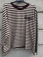 Long Sleeve Streep Wit/Bruin