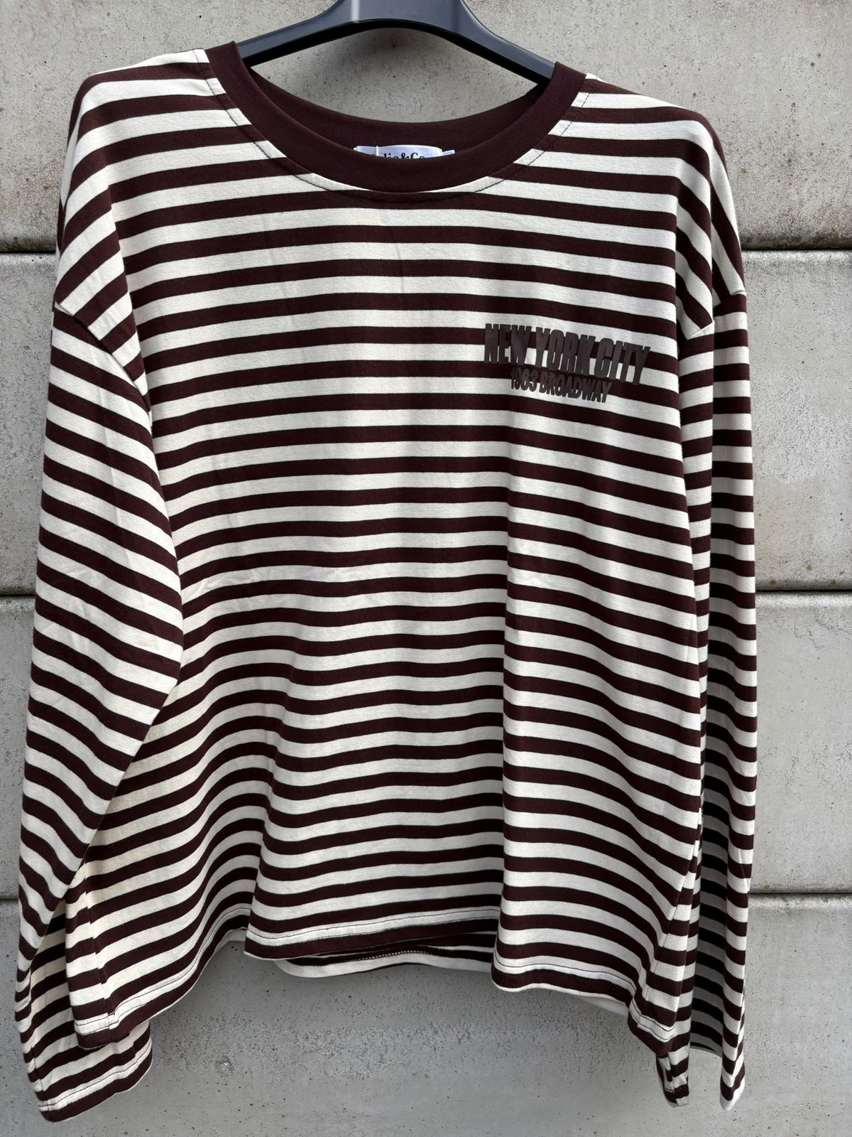 Long Sleeve Streep Wit/Bruin