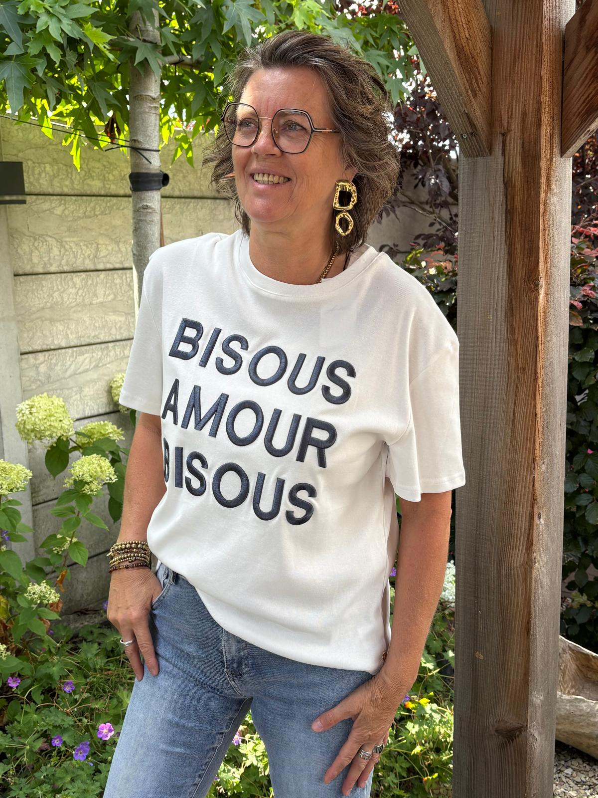 Ambika T-Shirt Bisous Jeansblauw