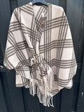 Ruit Poncho Creme/Bruin