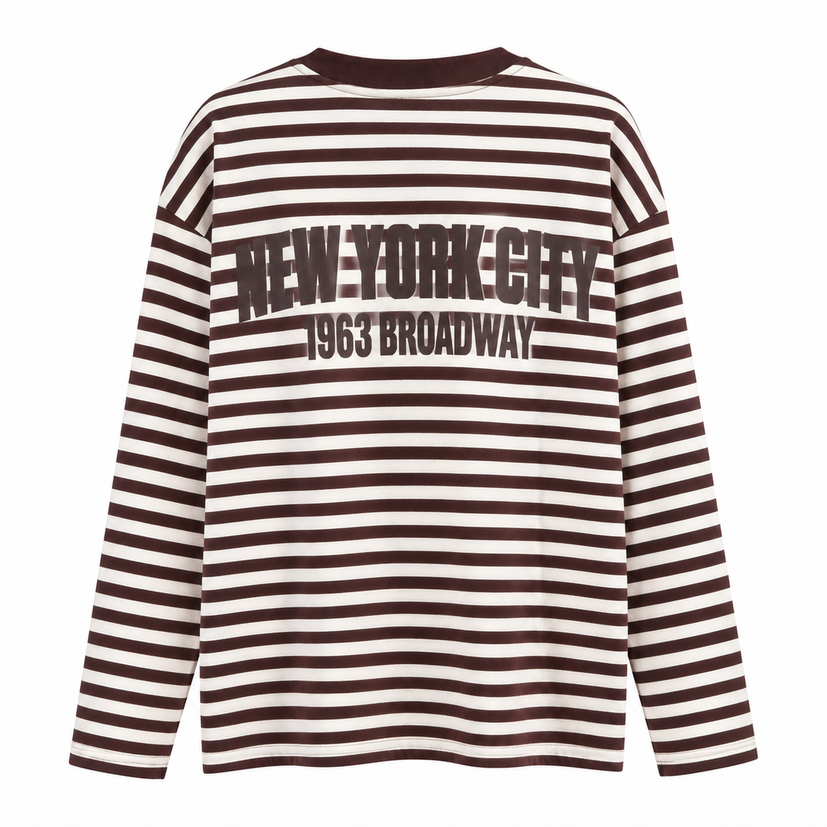 Long Sleeve Streep Wit/Bruin